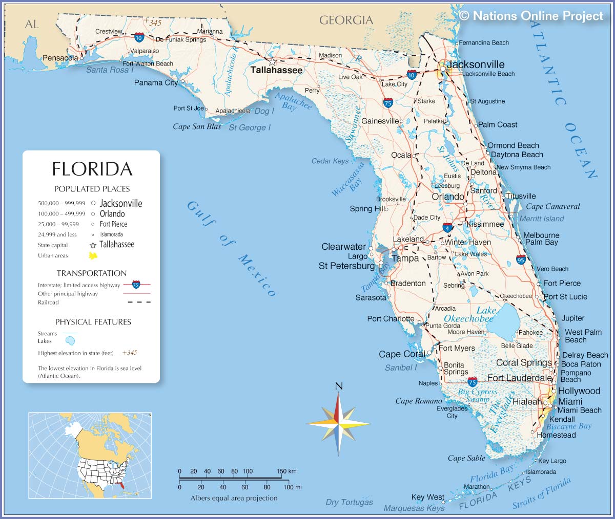 The Beautiful Florida Map of East Coast