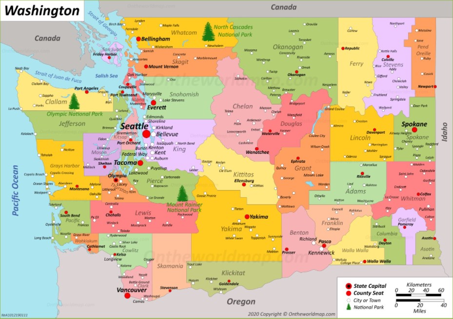 Washington State Map With Cities And Counties Mithova's Blog